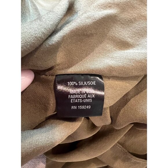 TWP Dinner At Mackizi Silk Chiffon Dress Olive Green One Shoulder Size M - Picture 6 of 7